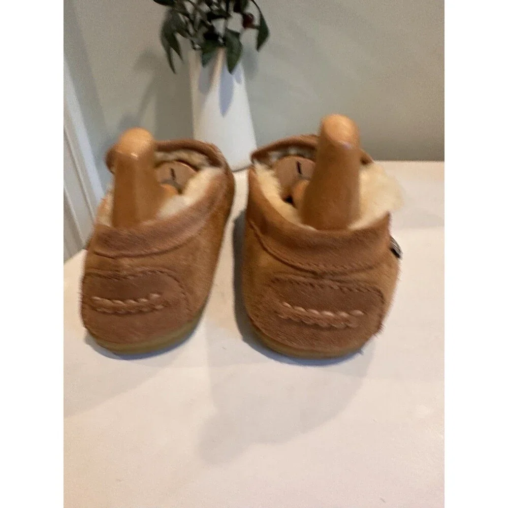 L.L.Bean Men's Wicked Good Shearling Slipper Moccasins Brown Suede Size 9 M
